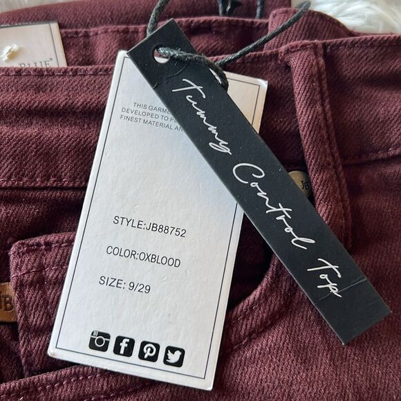 Judy Blue "Eva" Tummy Control Hi Waist Wide Leg Crop Burgundy Jeans 9/29 NWT - Picture 10 of 12